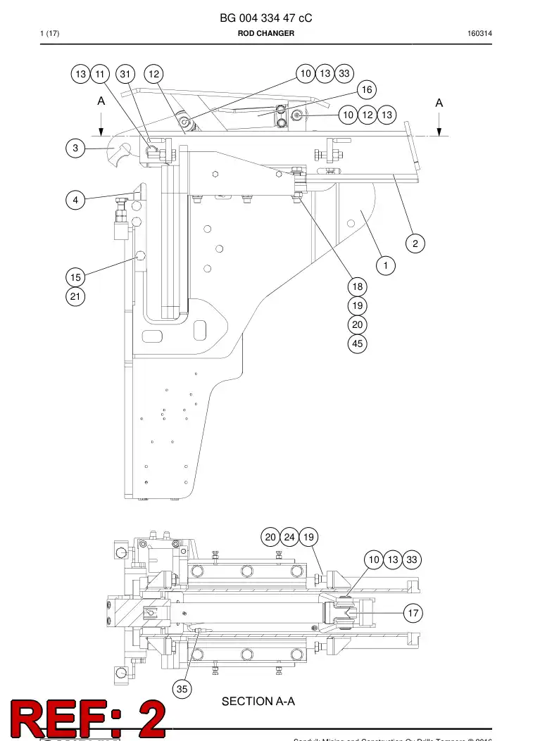 BG00437457a BG 004 374 57a Frame - Sandvik Technical Drawing