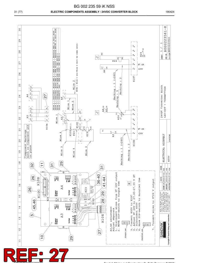 BG00437966a BG 004 379 66a Wiring Harness Assembly - Sandvik Technical Drawing