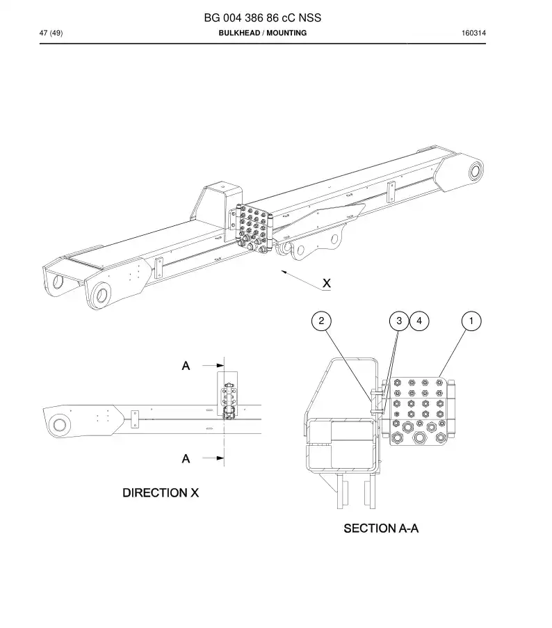 BG00438686b BG 004 386 86b Bulkhead - Sandvik Technical Drawing