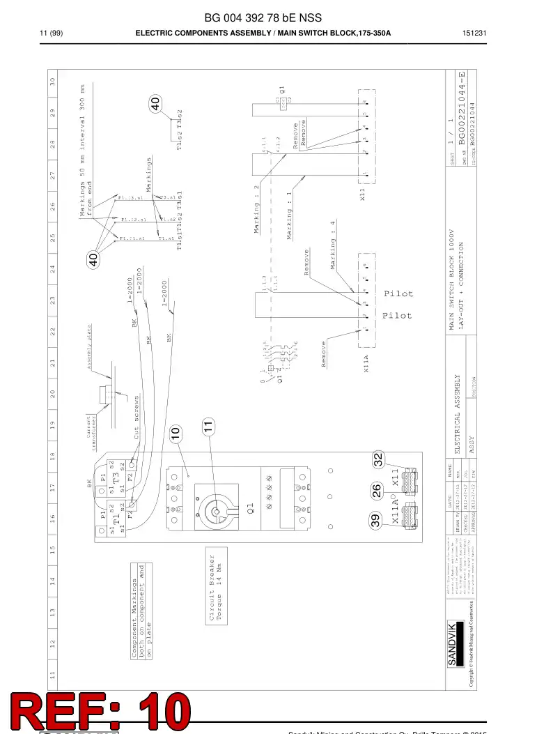 BG00439264b BG 004 392 64b Switch, Main - Sandvik Technical Drawing
