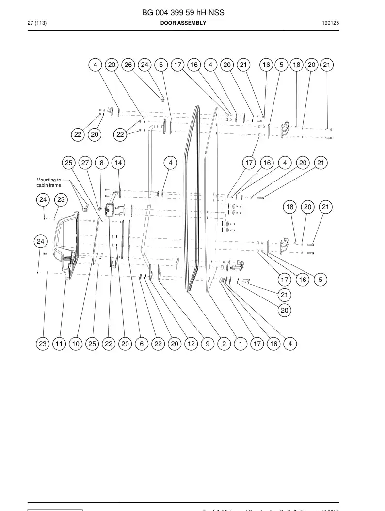 BG00439959h BG 004 399 59h Door Assembly - Sandvik Technical Drawing