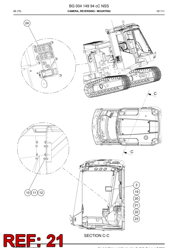 BG00440415a BG 004 404 15a Bracket, Mounting - Sandvik Technical Drawing