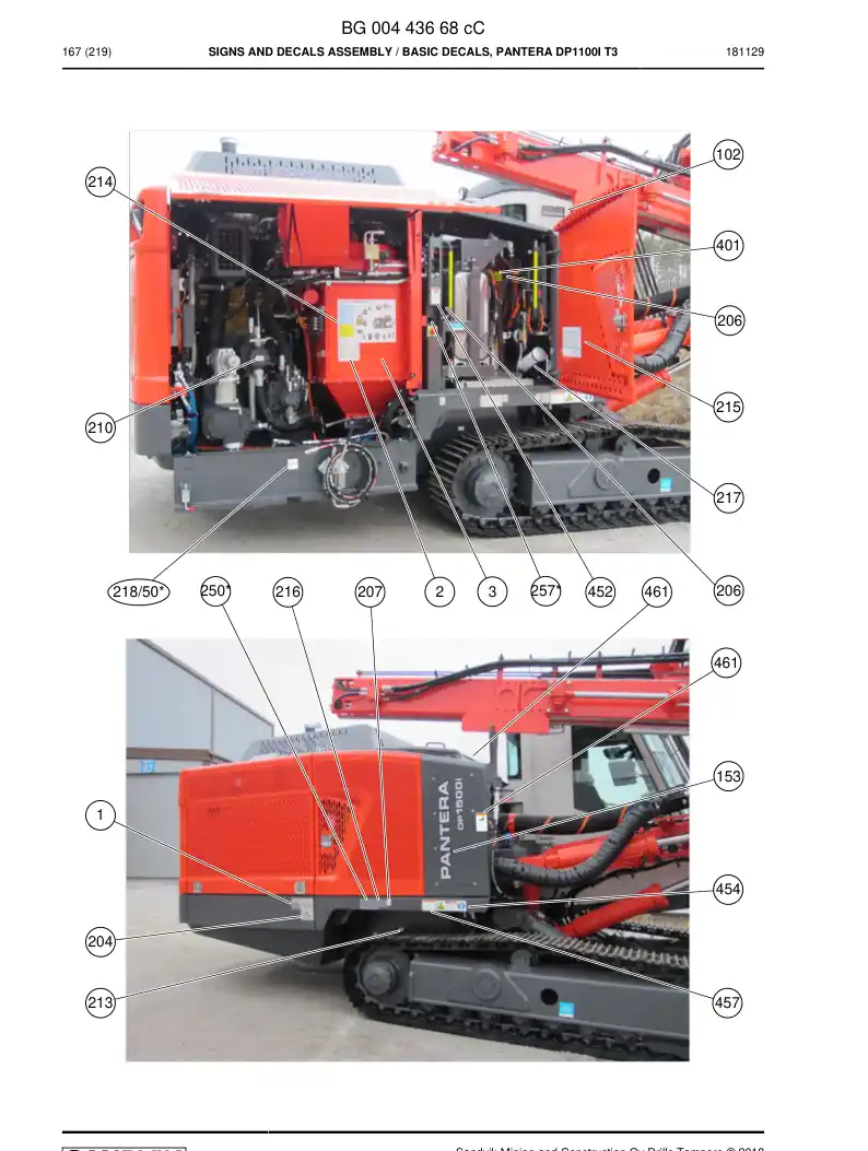BG00443668c BG 004 436 68c Signs And Decals Assembly - Sandvik Technical Drawing