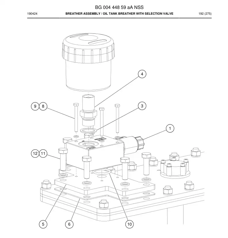 BG00444859a BG 004 448 59a Breather Assembly - Sandvik Technical Drawing
