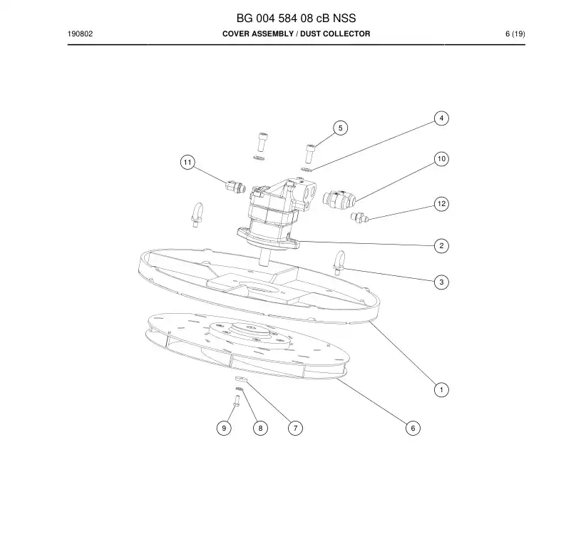 BG00458408c BG 004 584 08c Cover Assembly - Sandvik Technical Drawing