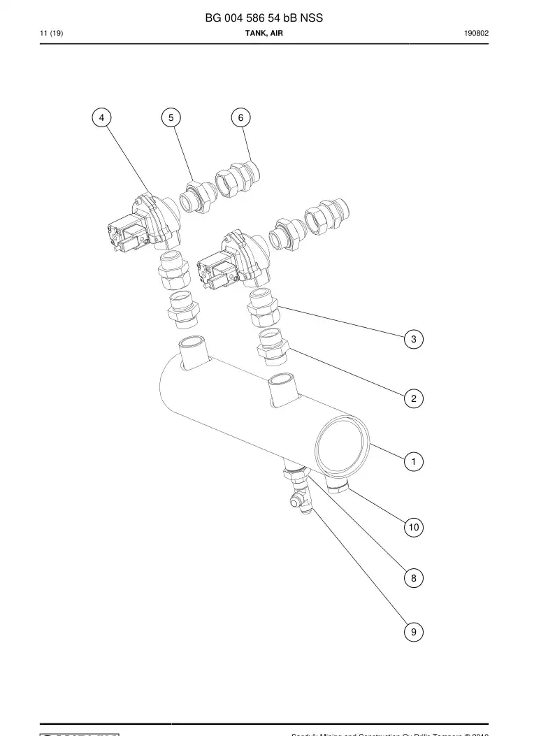BG00458654b BG 004 586 54b Tank, Air - Sandvik Technical Drawing
