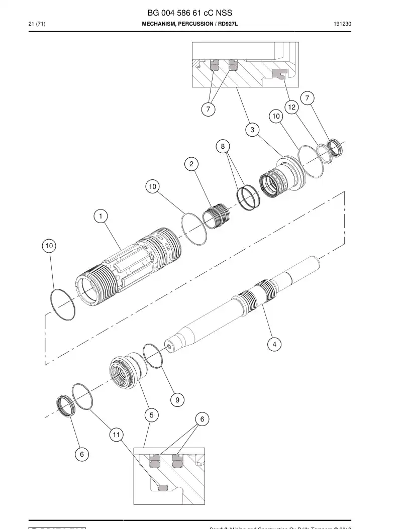 BG00458661c BG 004 586 61c Mechanism, Percussion - Sandvik Technical Drawing