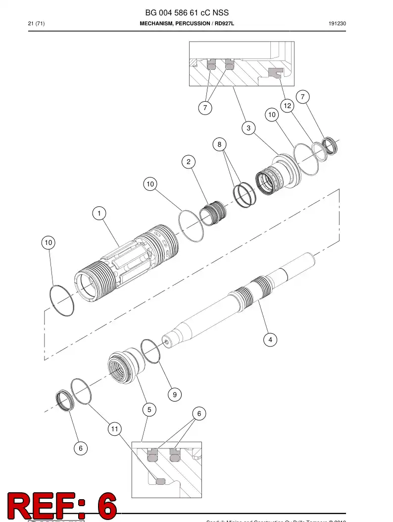 BG00458663a BG 004 586 63a Seal, Rod - Sandvik Technical Drawing