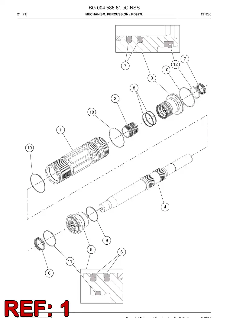 BG00458675b BG 004 586 75b Cylinder, Pilot - Sandvik Technical Drawing