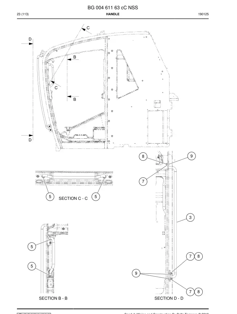 BG00461163c BG 004 611 63c Handle - Sandvik Technical Drawing