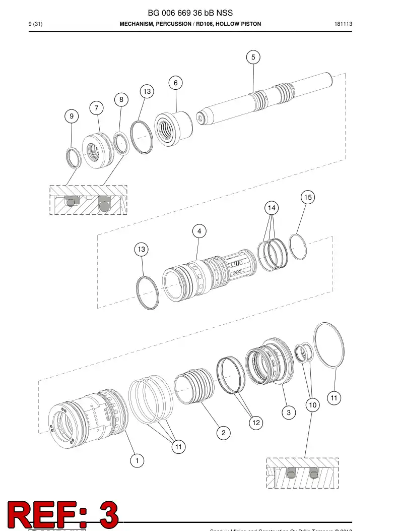 BG00461351c BG 004 613 51c Cylinder - Sandvik Technical Drawing