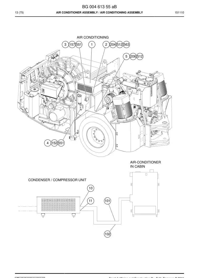 BG00461355b BG 004 613 55b Air Conditioner Assembly - Sandvik Technical Drawing