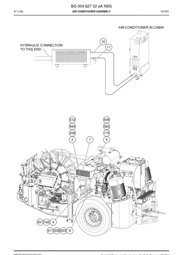 BG00462702a BG 004 627 02a Air Conditioner Assembly - Sandvik Technical Drawing