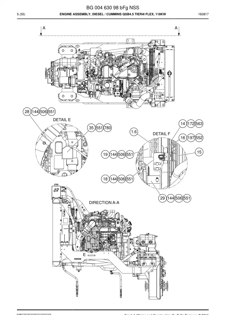 BG00463098c BG 004 630 98c Engine Assembly, Diesel - Sandvik Technical Drawing