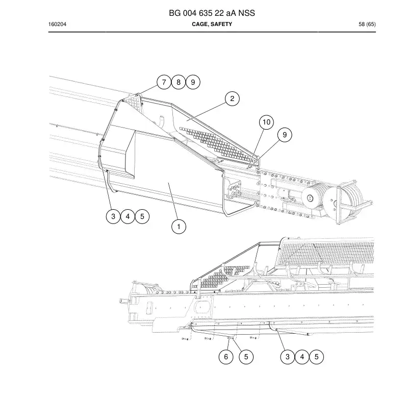 BG00463522a BG 004 635 22a Cage, Safety - Sandvik Technical Drawing