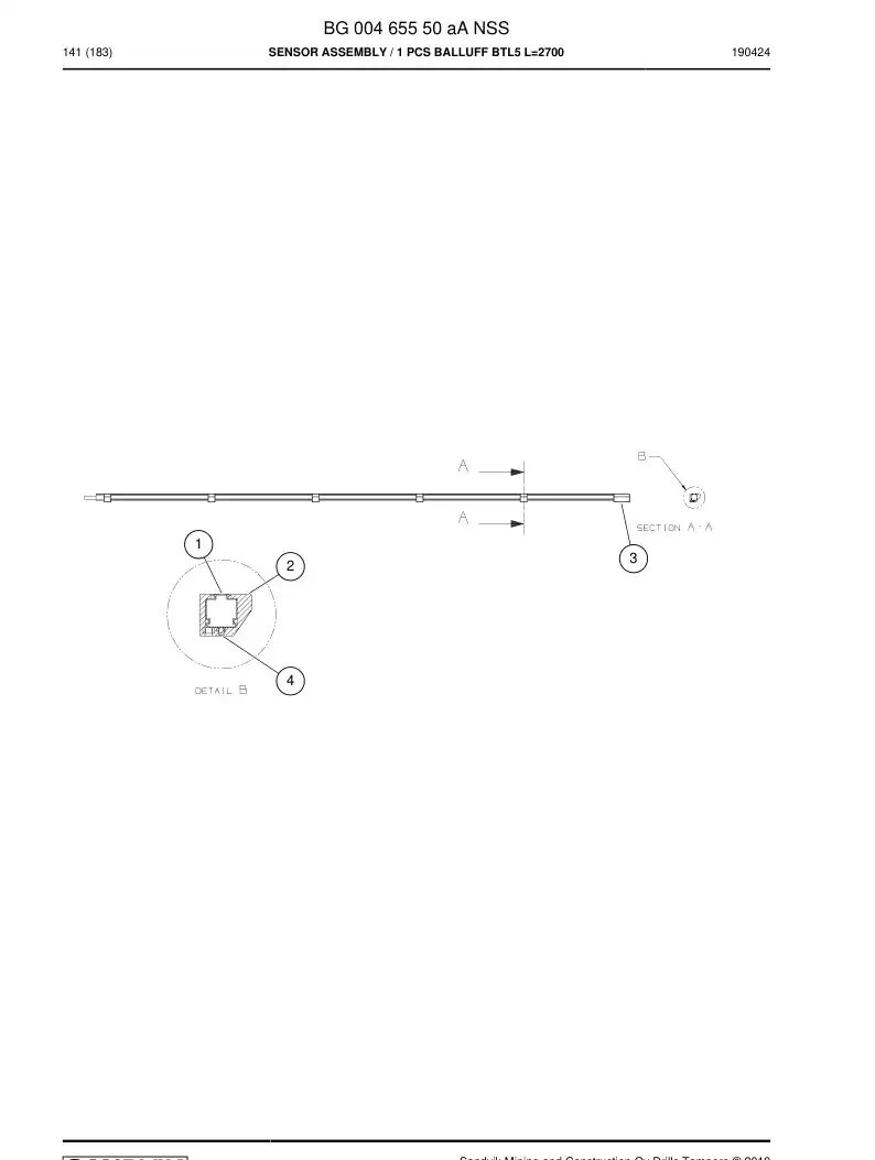 BG00465550a BG 004 655 50a Sensor Assembly - Sandvik Technical Drawing