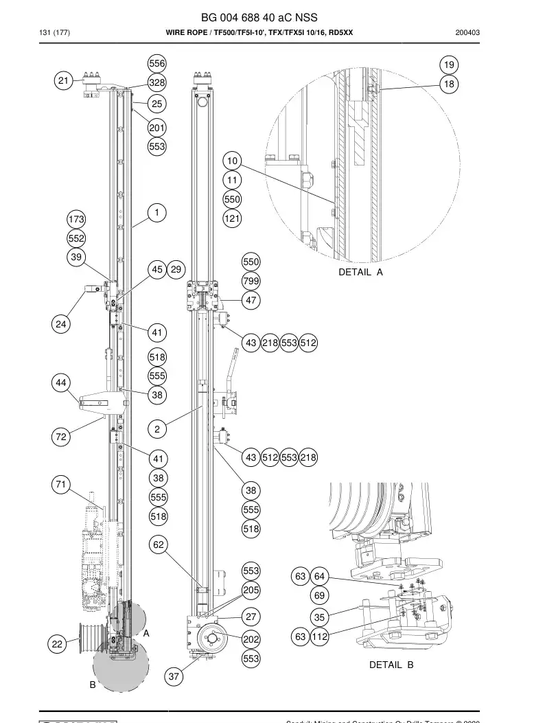 BG00468840a BG 004 688 40a Wire Rope - Sandvik Technical Drawing