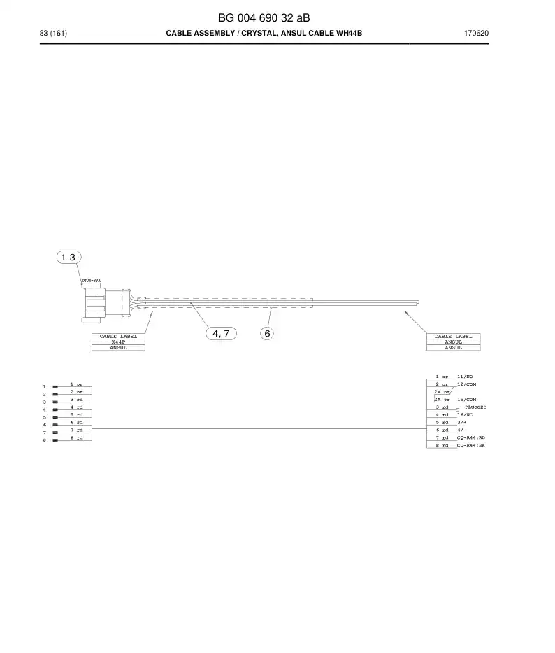 BG00469032a BG 004 690 32a Cable Assembly - Sandvik Technical Drawing