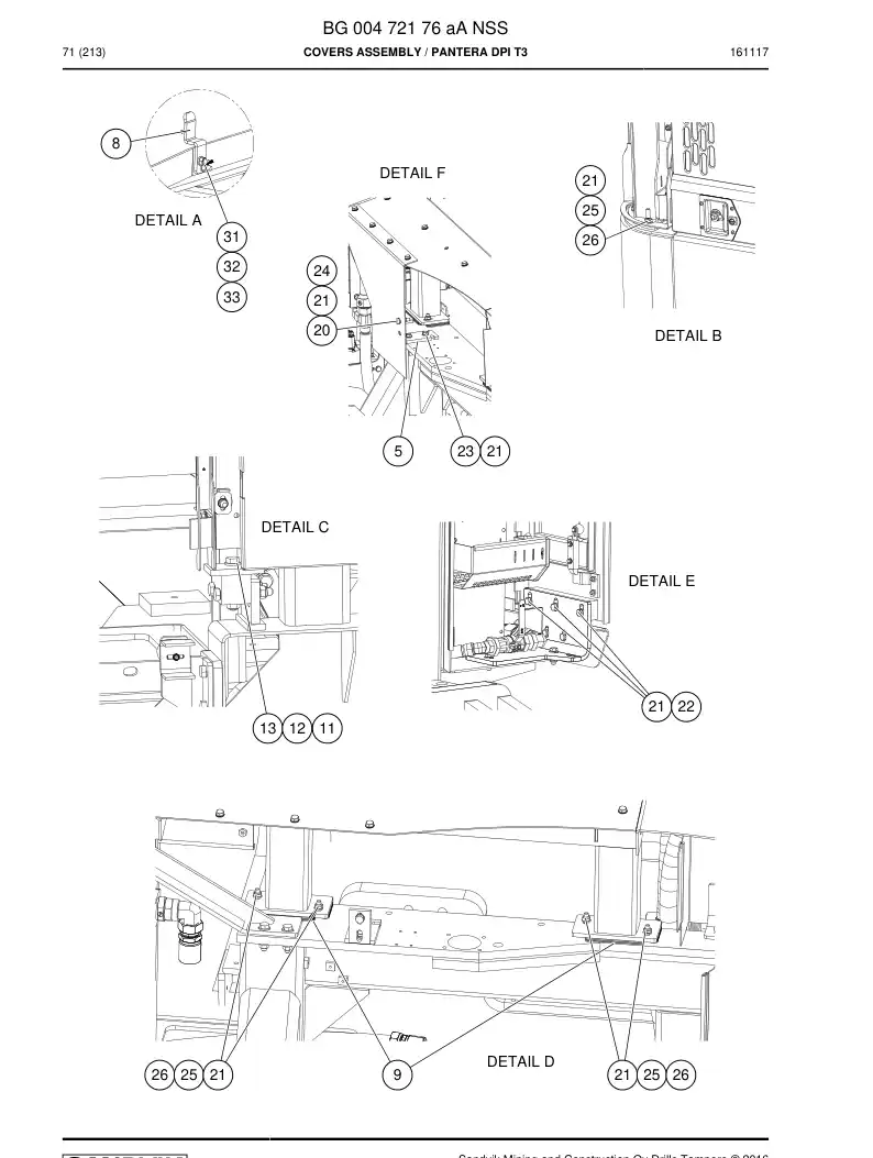 BG00472176a BG 004 721 76a Covers Assembly - Sandvik Technical Drawing
