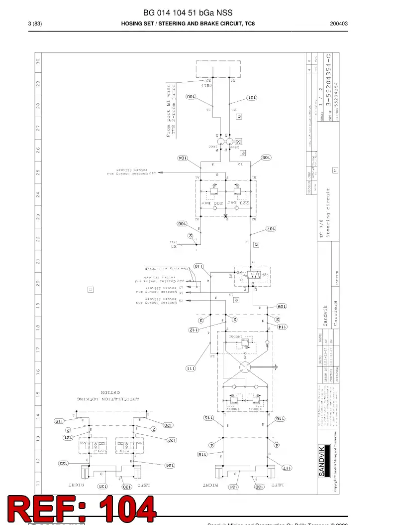 BG00473256b BG 004 732 56b Hose Assembly, Hydraulic - Sandvik Technical Drawing
