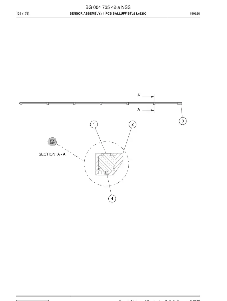 BG00473542a BG 004 735 42a Sensor Assembly - Sandvik Technical Drawing