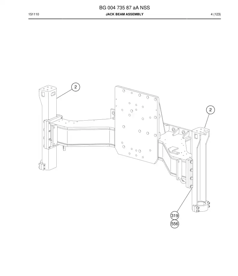 BG00473587a BG 004 735 87a Jack Beam Assembly - Sandvik Technical Drawing