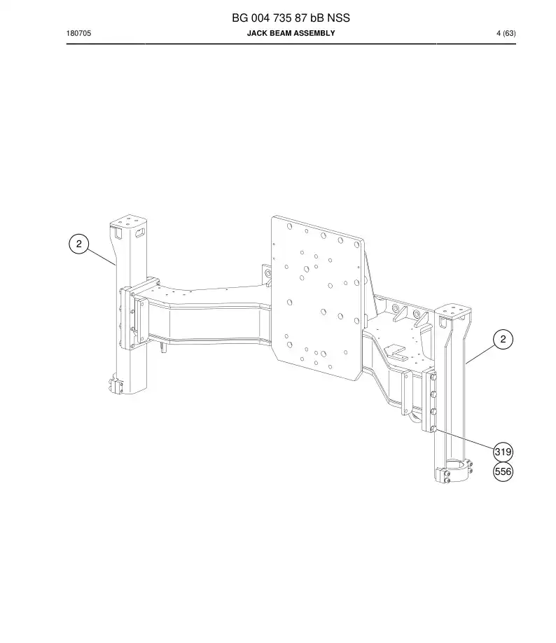 BG00473587b BG 004 735 87b Jack Beam Assembly - Sandvik Technical Drawing