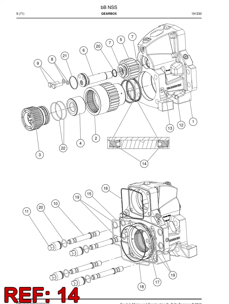 BG00474461a BG 004 744 61a Seal, U - Sandvik Technical Drawing