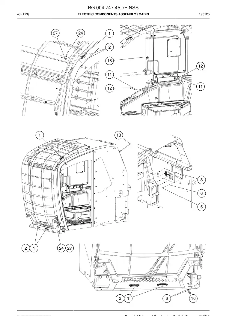 BG00474745e BG 004 747 45e Electric Components Assembly - Sandvik Technical Drawing