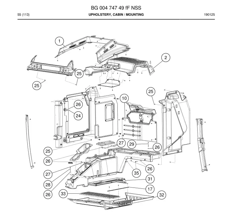 BG00474749h BG 004 747 49h Upholstery, Cabin - Sandvik Technical Drawing