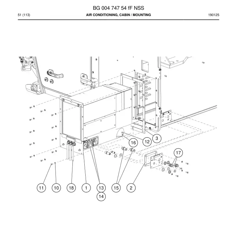 BG00474754h BG 004 747 54h Air Conditioning, Cabin - Sandvik Technical Drawing