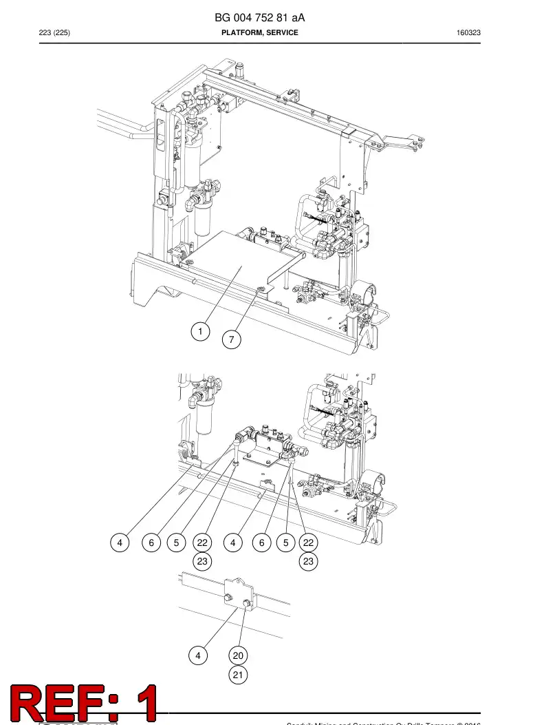 BG00475023a BG 004 750 23a Platform, Service - Sandvik Technical Drawing