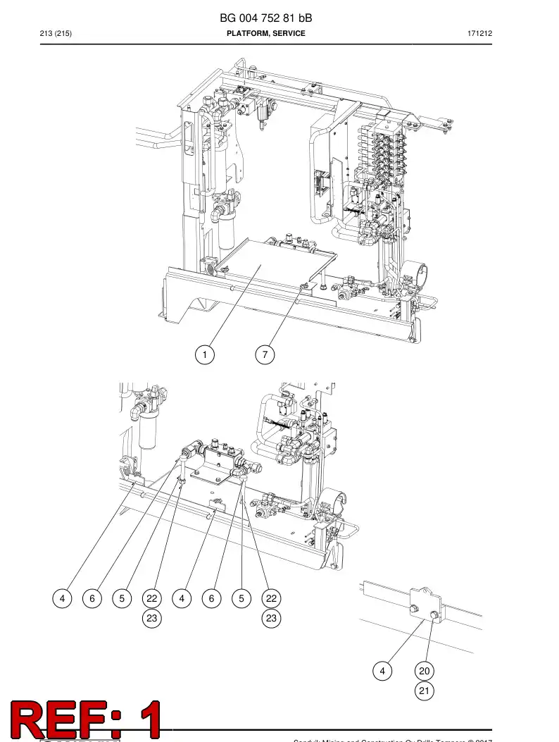 BG00475023c BG 004 750 23c Platform, Service - Sandvik Technical Drawing