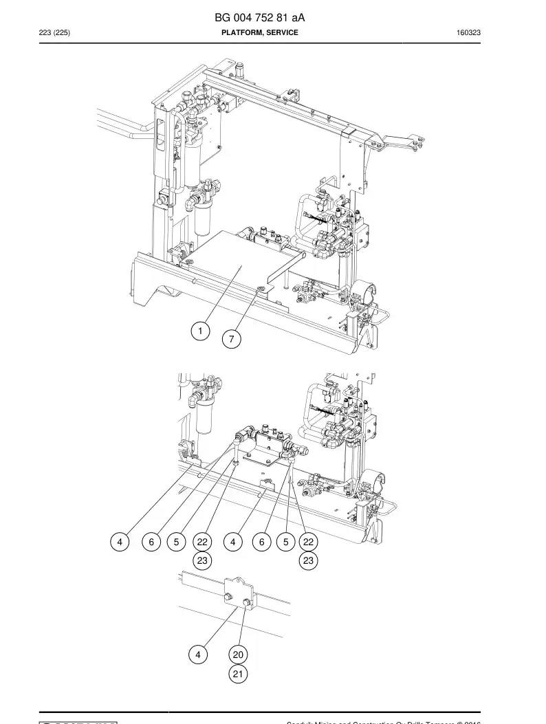 BG00475281a BG 004 752 81a Platform, Service - Sandvik Technical Drawing