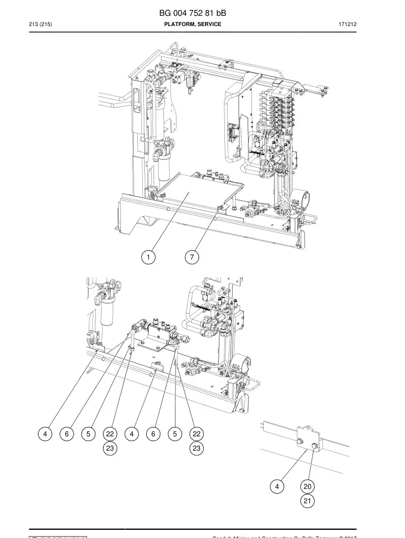 BG00475281b BG 004 752 81b Platform, Service - Sandvik Technical Drawing