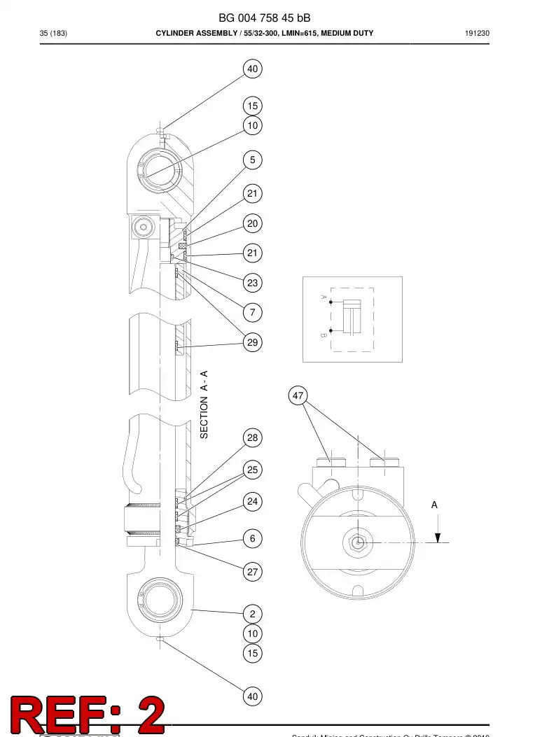BG00475856a BG 004 758 56a PISTON Rod Assembly - Sandvik Technical Drawing
