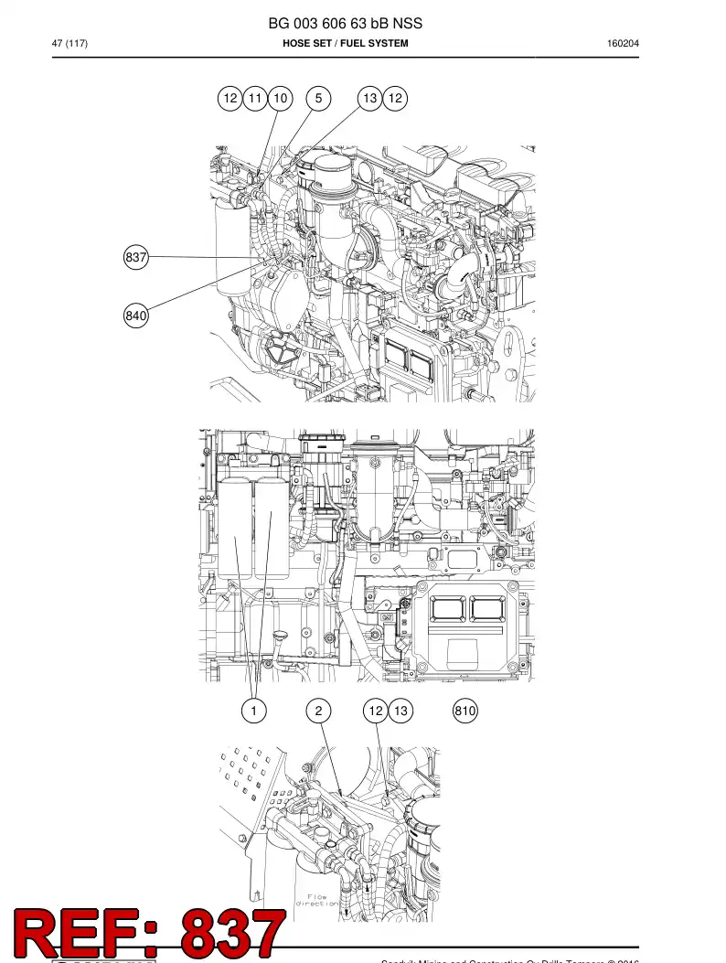 BG00480712a BG 004 807 12a Hose Assembly, Fuel - Sandvik Technical Drawing