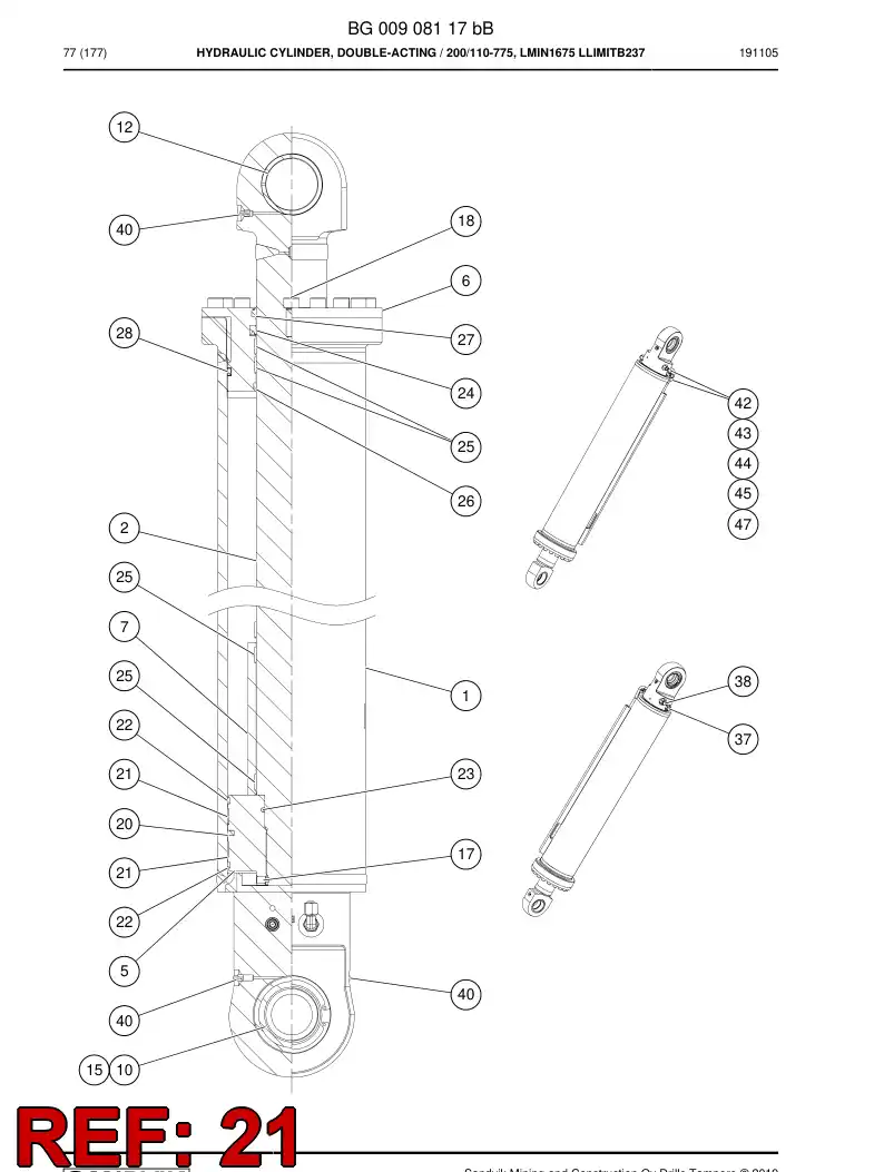 BG00481042a BG 004 810 42a Guide, PISTON - Sandvik Technical Drawing