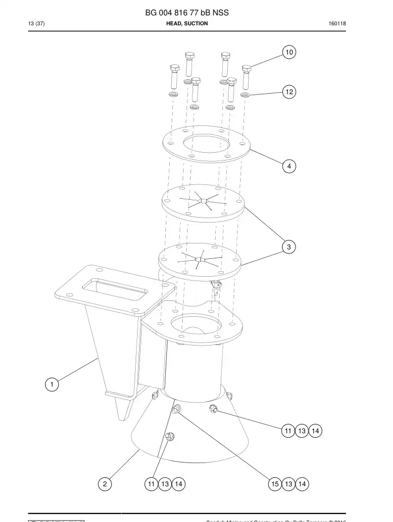 BG00481677c BG 004 816 77c Head, Suction - Sandvik Technical Drawing