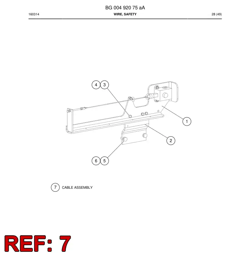 BG00481726a BG 004 817 26a Cable Assembly - Sandvik Technical Drawing