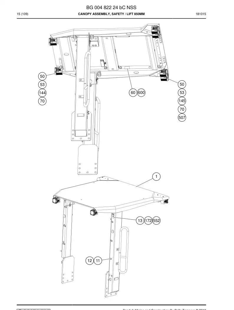 BG00482224b BG 004 822 24b Canopy, Safety - Sandvik Technical Drawing