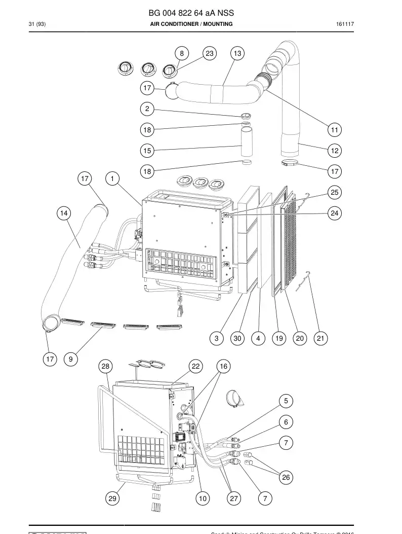 BG00482264b BG 004 822 64b Air Conditioner - Sandvik Technical Drawing