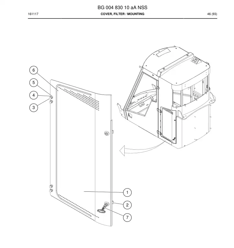 BG00483010a BG 004 830 10a Cover, Filter - Sandvik Technical Drawing