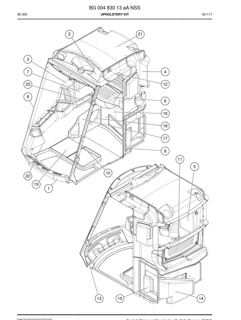 BG00483013a BG 004 830 13a Upholstery Kit - Sandvik Technical Drawing