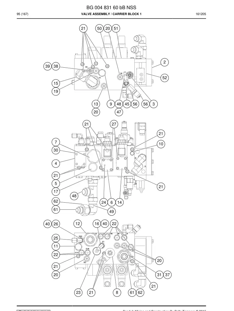 BG00483160b BG 004 831 60b Valve Assembly - Sandvik Technical Drawing