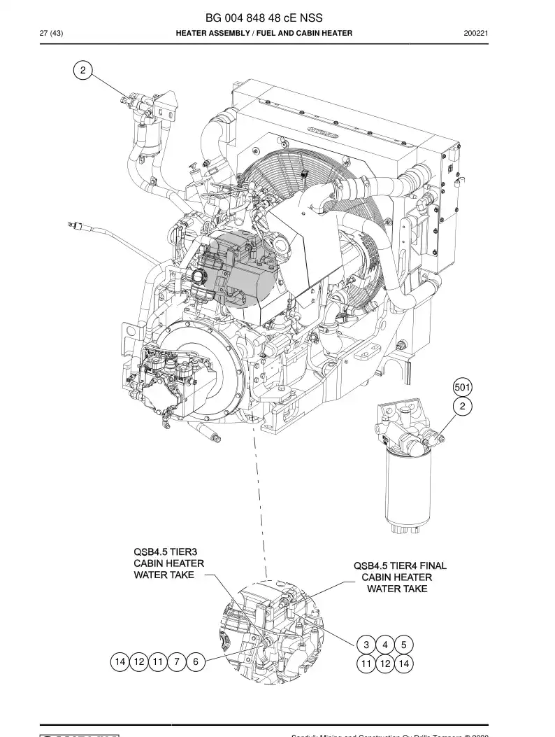 BG00484848c BG 004 848 48c Heater assembly - Sandvik Technical Drawing