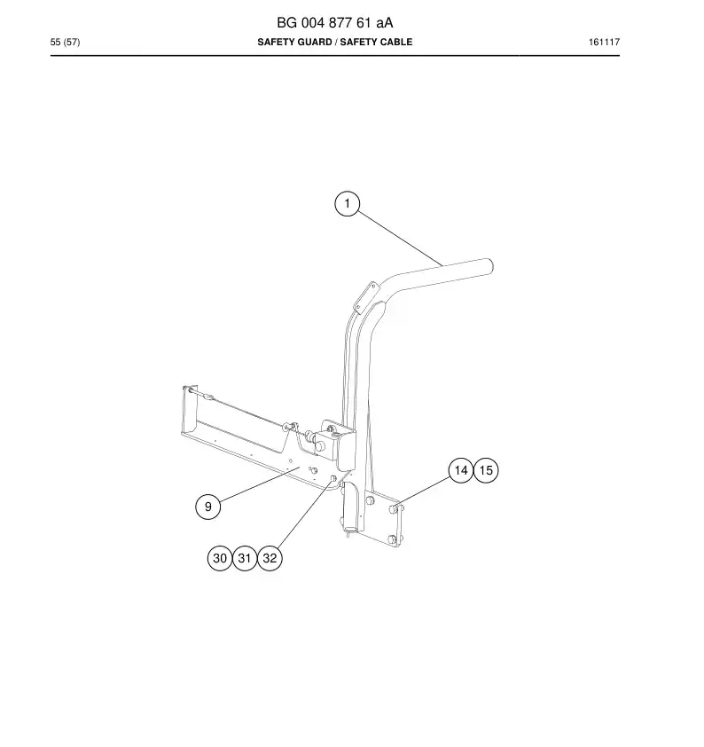 BG00487761a BG 004 877 61a Safety Guard - Sandvik Technical Drawing