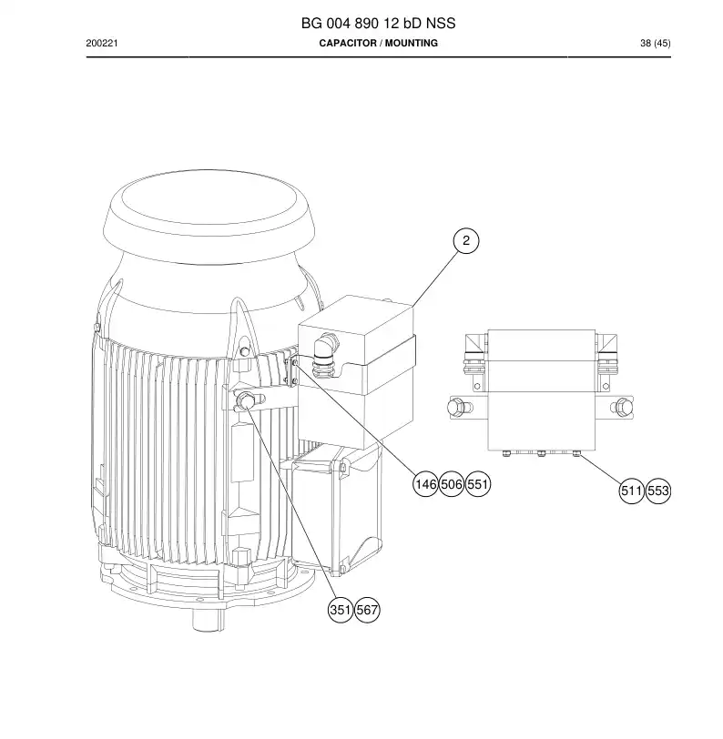 BG00489012b BG 004 890 12b CAPACITOR - Sandvik Technical Drawing