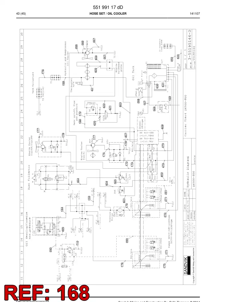 BG00489590a BG 004 895 90a Hose Assembly, Hydraulic - Sandvik Technical Drawing