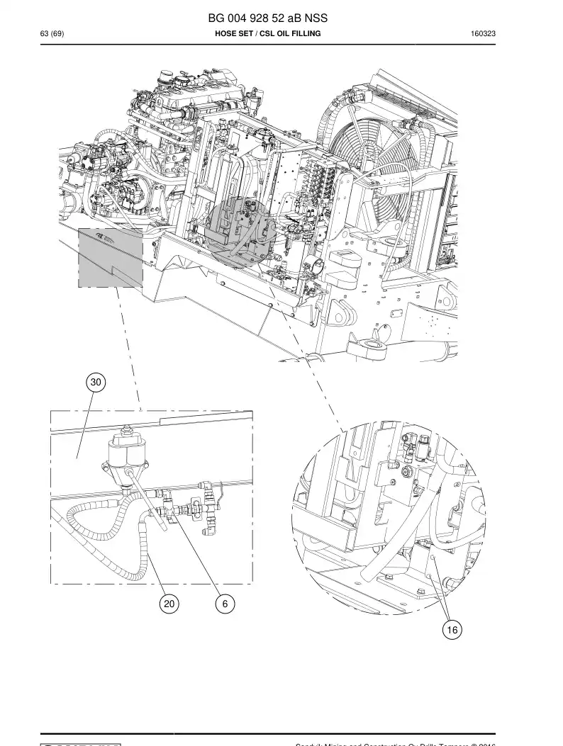 BG00492852a BG 004 928 52a Hose Set - Sandvik Technical Drawing